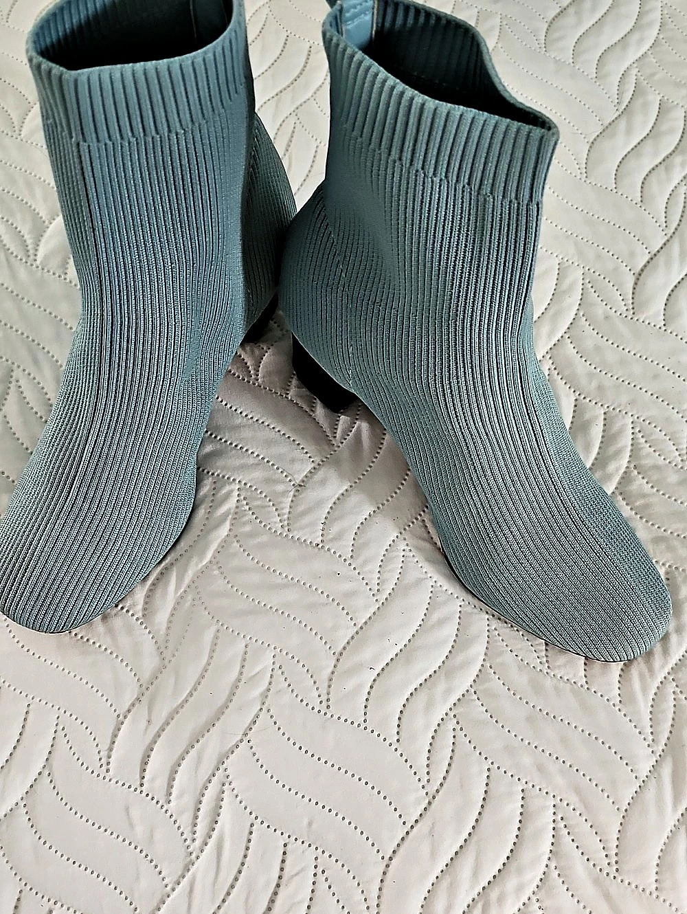 Knit Sock Ankle Boots Blue sz10
